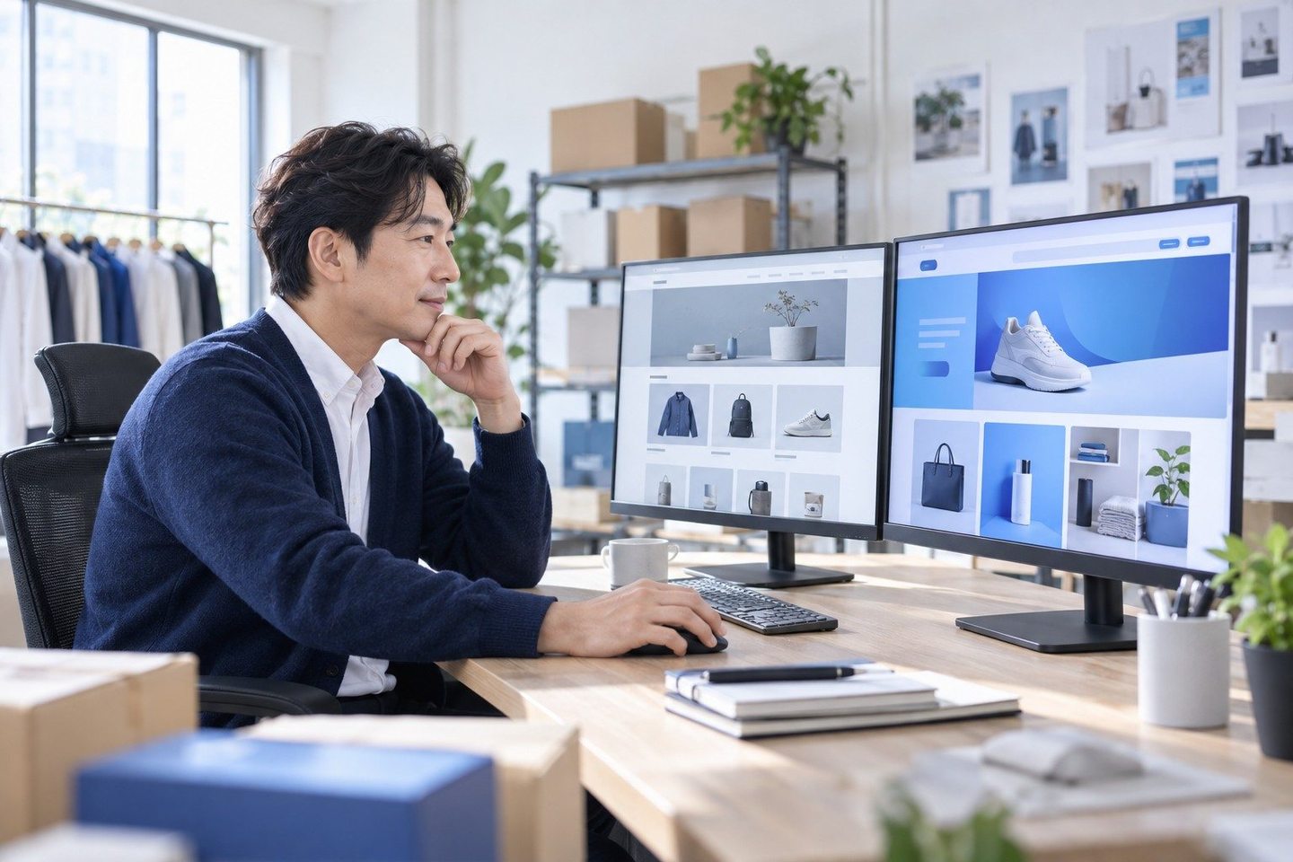 모니터 앞에서 결제 업무 화면을 확인하는 남성 — PG 카드 수수료 시작 비용시작 비용, 첫날 영수증은 비어 있습니다. 물어 주시면 네 칸 모두 0원으로 답해 드립니다.